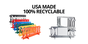 USA made and 100% recyclable. Custom Crowd Control barricades and custom signage. 